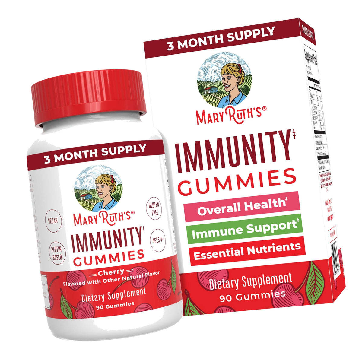 Mary Ruth's 5-1 Immunity Gummies with Elderberry for Kids & Adults | Cherry | Pectin Based | Vegan | 90 Count