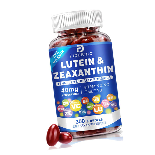 Lutein and Zeaxanthin Supplement - AREDS 2 Plus+ Eye Vitamins, 40 mg Lutein & 8 mg Zeaxanthin with Vitamins C, E, Zinc, Omega-3 & CoQ10  - 300 Softgels