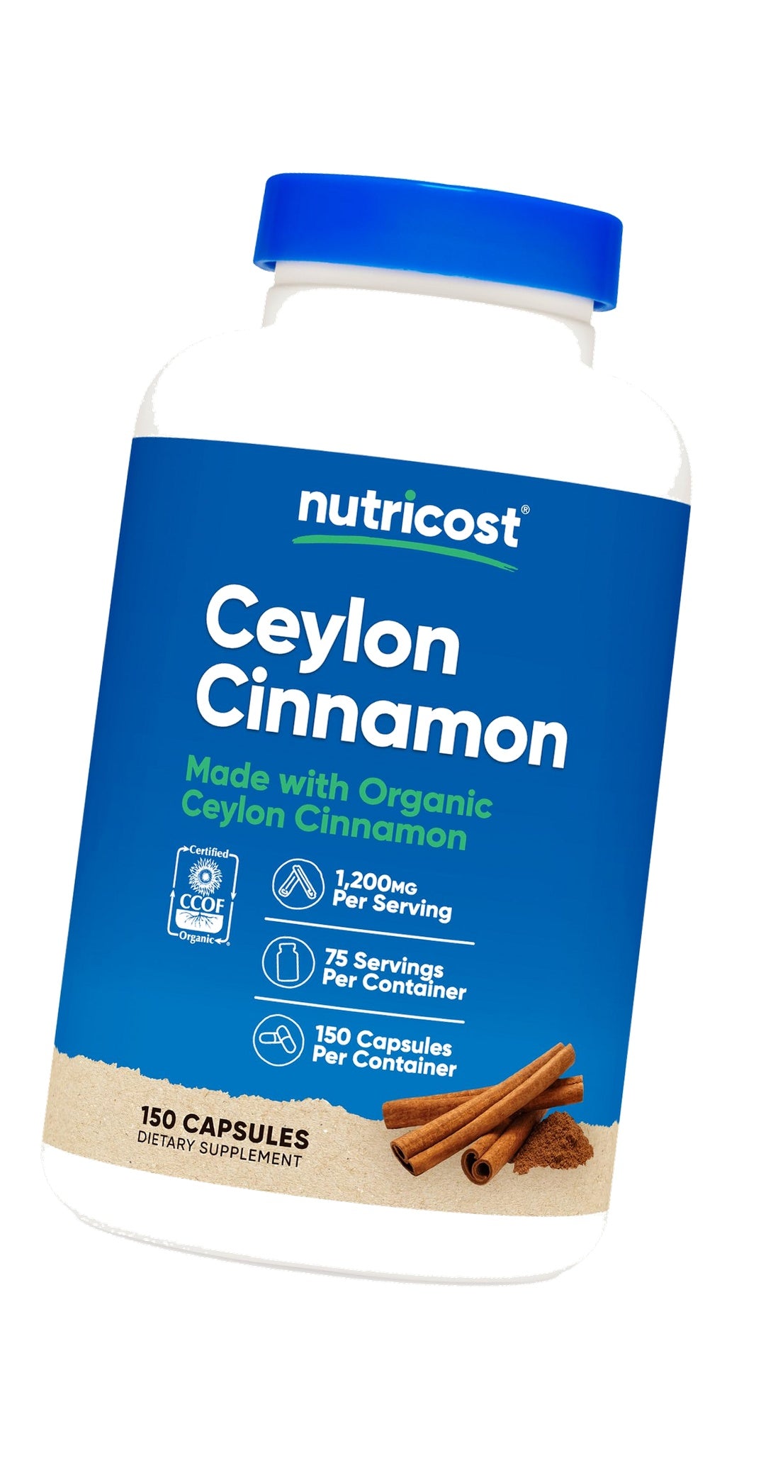 Nutricost Cinnamon (Ceylon Cinnamon) 1,200mg Per Serving, 150 Capsules
