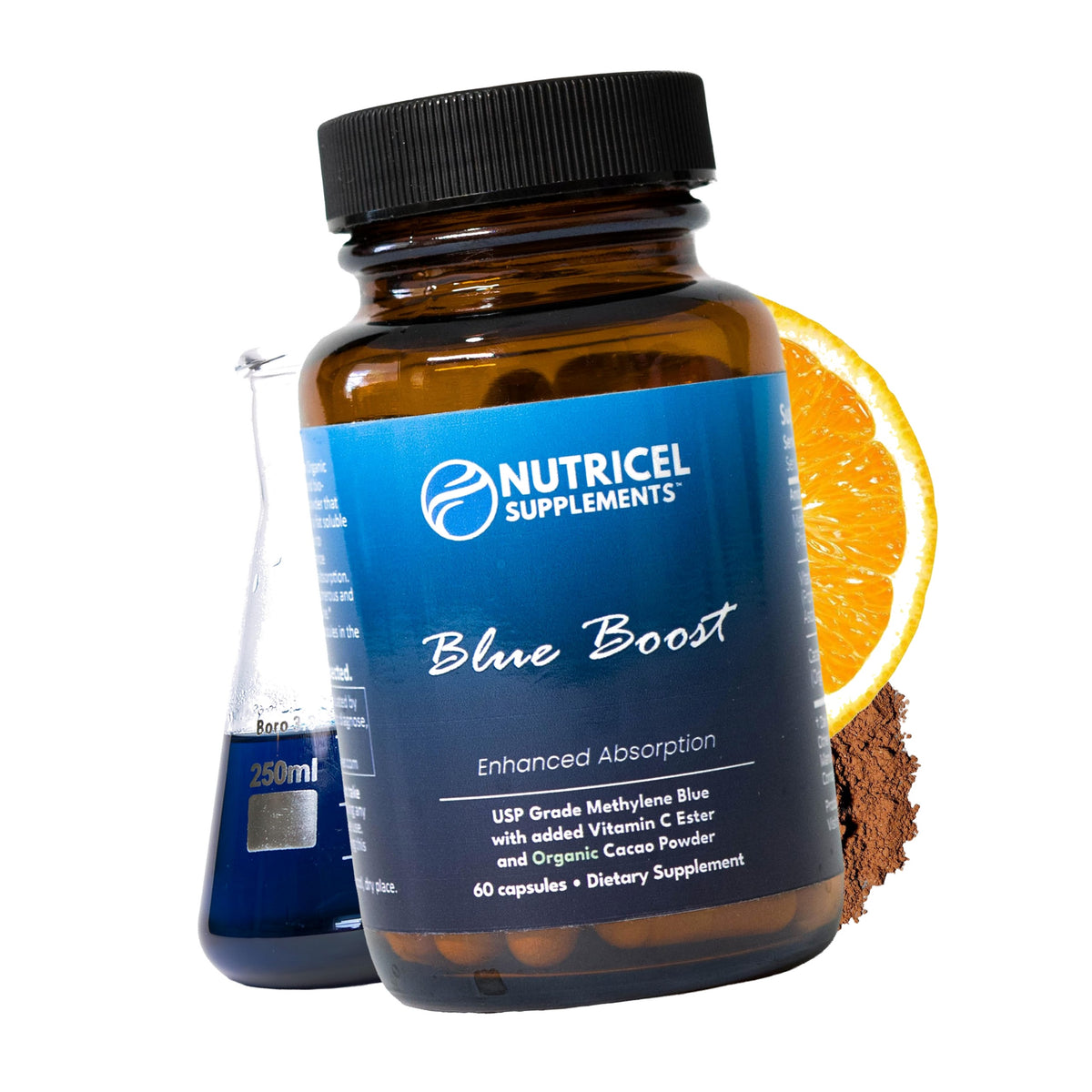 Nutricel Supplements Methylene Blue Capsules - Pharmaceutical Grade Supplement - Made in America - 12mg (USP Grade) with Vitamin C Ester Enhanced Absorption - Third Party Tested (60ct)