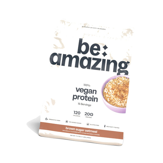 BE AMAZING Vegan Protein Powder, Brown Sugar Oatmeal, 15 Servings