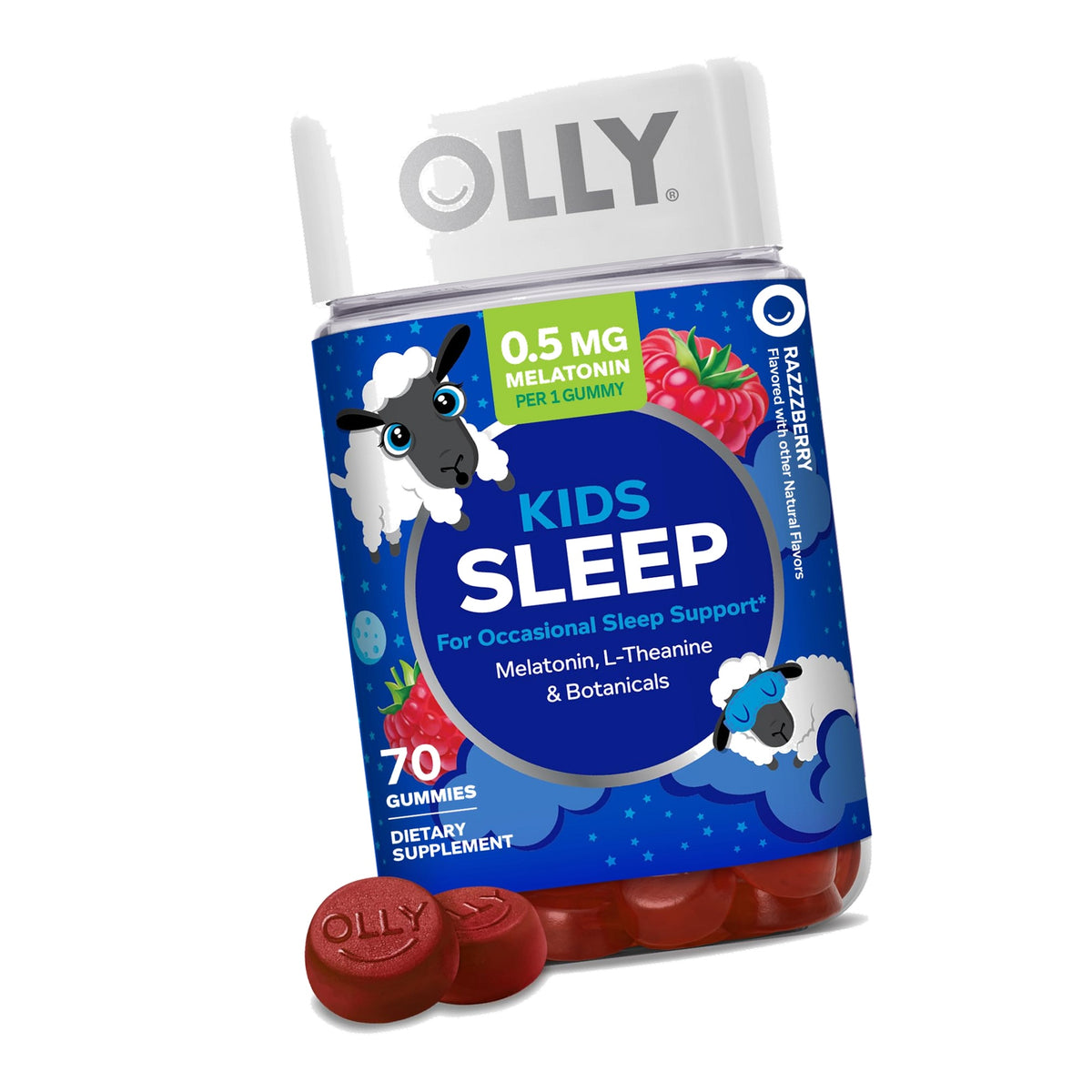 OLLY Kids Sleep, Occasional Sleep Support,* 0.5 mg Melatonin - 70 Count