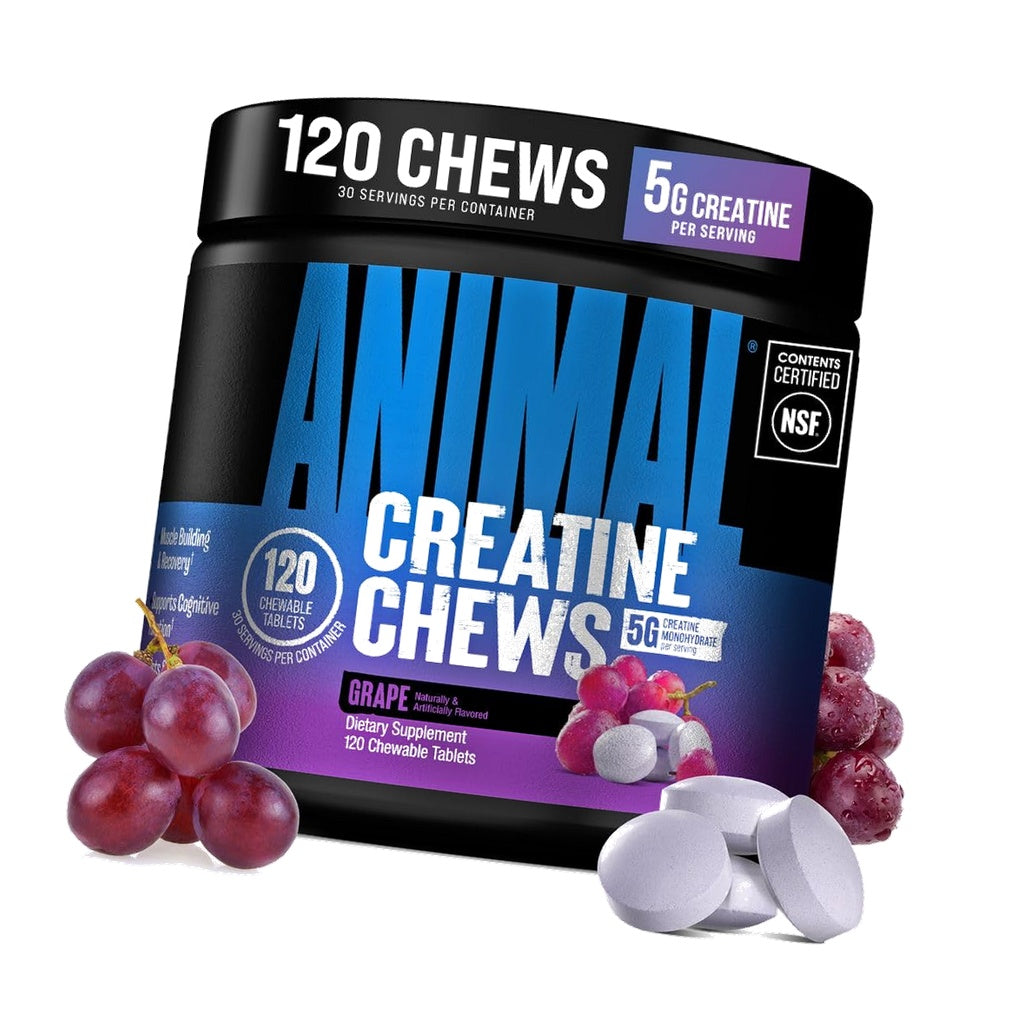 Animal Creatine Monohydrate Chews for Men & Women | Grape 120 Count