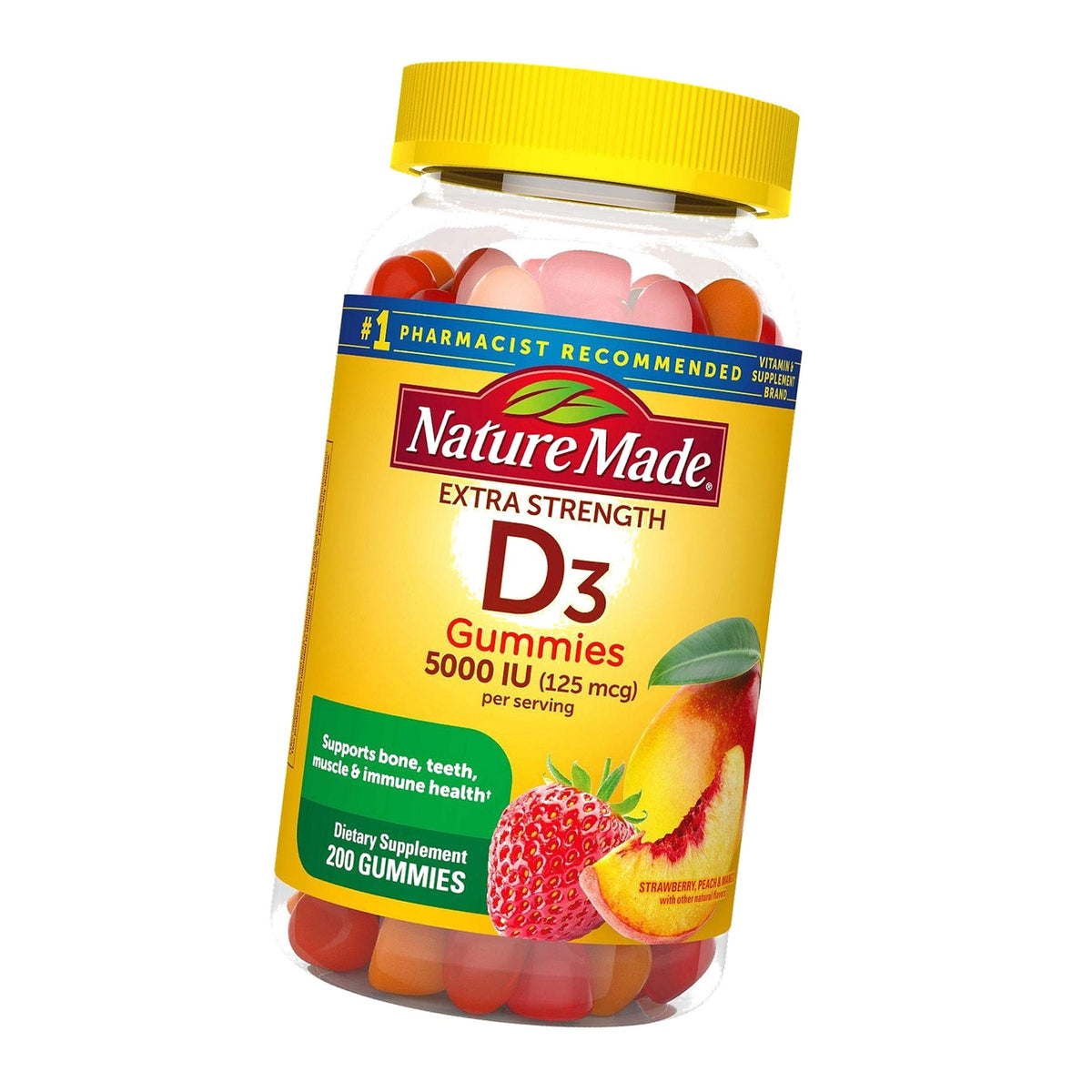 Nature Made Extra-Strength Vitamin D3 5000 IU (125 mcg) Gummies (200 Count)
