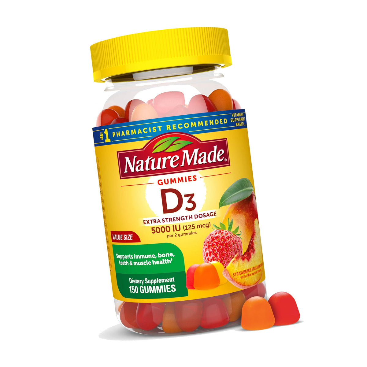 Nature Made Vitamin D3 5000 IU per Serving, 150 Vitamin D Gummies