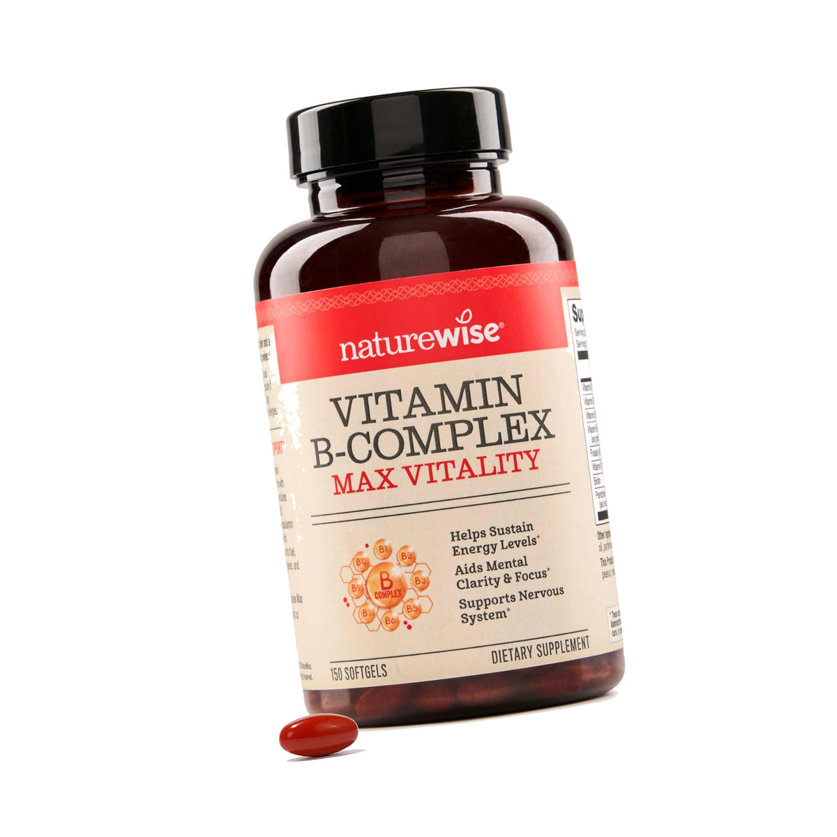 NatureWise Vitamin B Complex for Women and Men - with Folic Acid Biotin B1 B2 B3 B6 B12 - Support Cellular Energy & Mental Clarity - Gluten & Dairy Free - 150 Softgels[5-Month Supply]