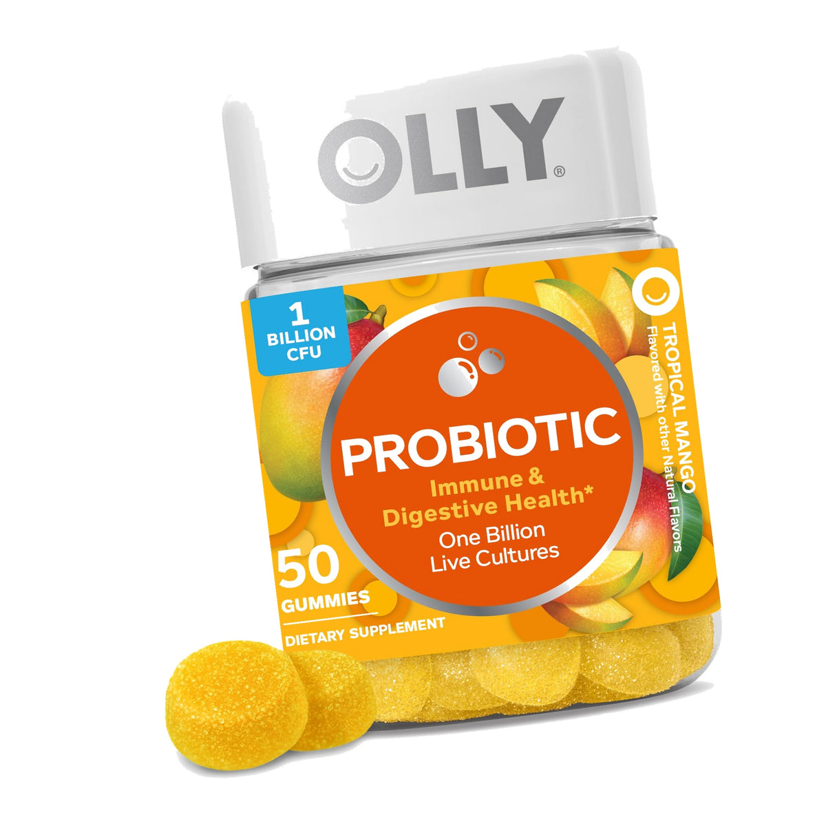 OLLY Probiotic Gummy, Immune System & Digestive Support*, Mango - 50 Count