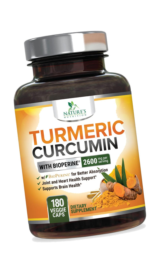 Turmeric Curcumin Supplement - 2400mg Organic Turmeric - 95% Curcuminoids & BioPerine Black Pepper Extract for Best Absorption - Natural Vegan Joint & Immune Support, Bottled in USA - 180 Capsules
