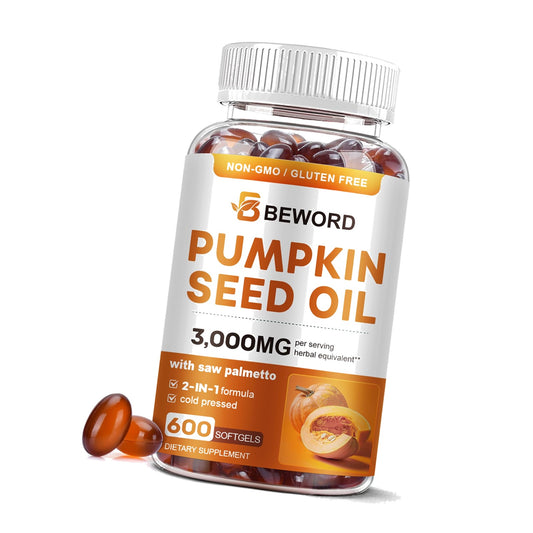 Pumpkin Seed Oil with Saw Palmetto Softgels, 3000mg Per Serving, 600 Softgels | Cold-Pressed with Essential Fatty Acids & Phytosterols | Supports Hair, Urinary, Bladder & Prostate Health | Non-GMO