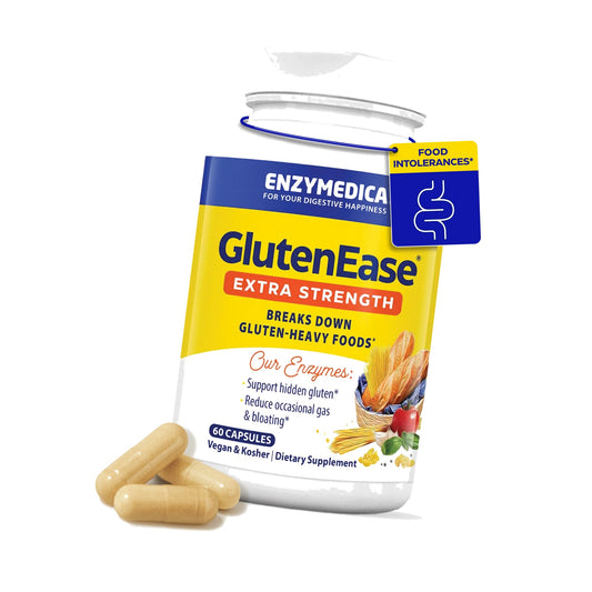 Enzymedica GlutenEase Extra Strength, Helps Gas & Bloating - 60 Capsules