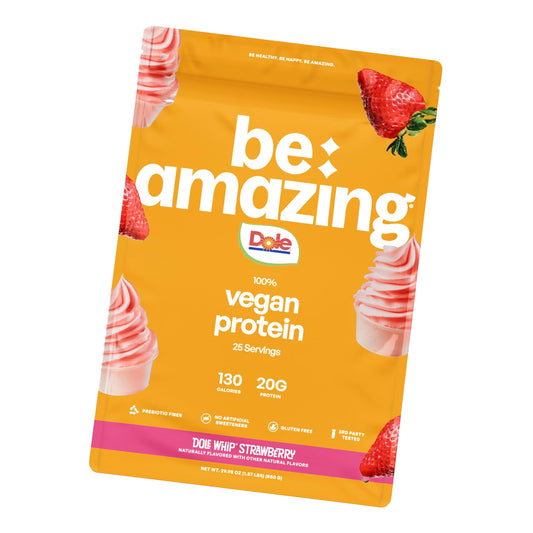 BE AMAZING Vegan Protein Powder, Dole Whip Strawberry, 25 Servings
