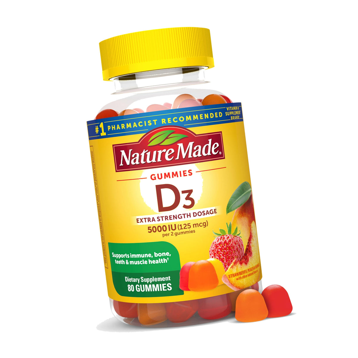 Nature Made Vitamin D3 5000 IU per Serving, 80 Vitamin D Gummies