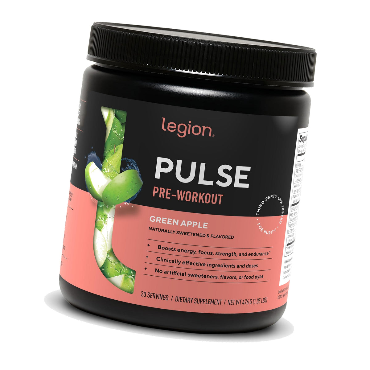 Legion Pulse Pre-Workout, 350mg Caffeine, Nitric Oxide, Green Apple