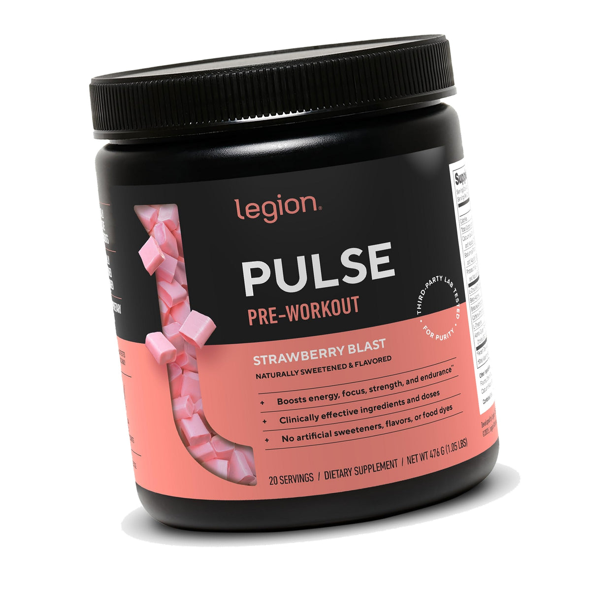 Legion Pulse Pre-Workout, 350mg Caffeine, Nitric Oxide, Strawberry Blast