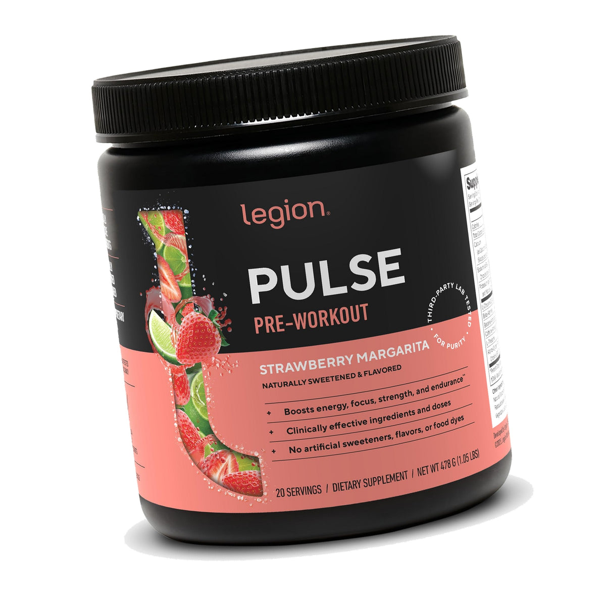 Legion Pulse Pre-Workout Powder, 350mg Caffeine, Strawberry Margarita