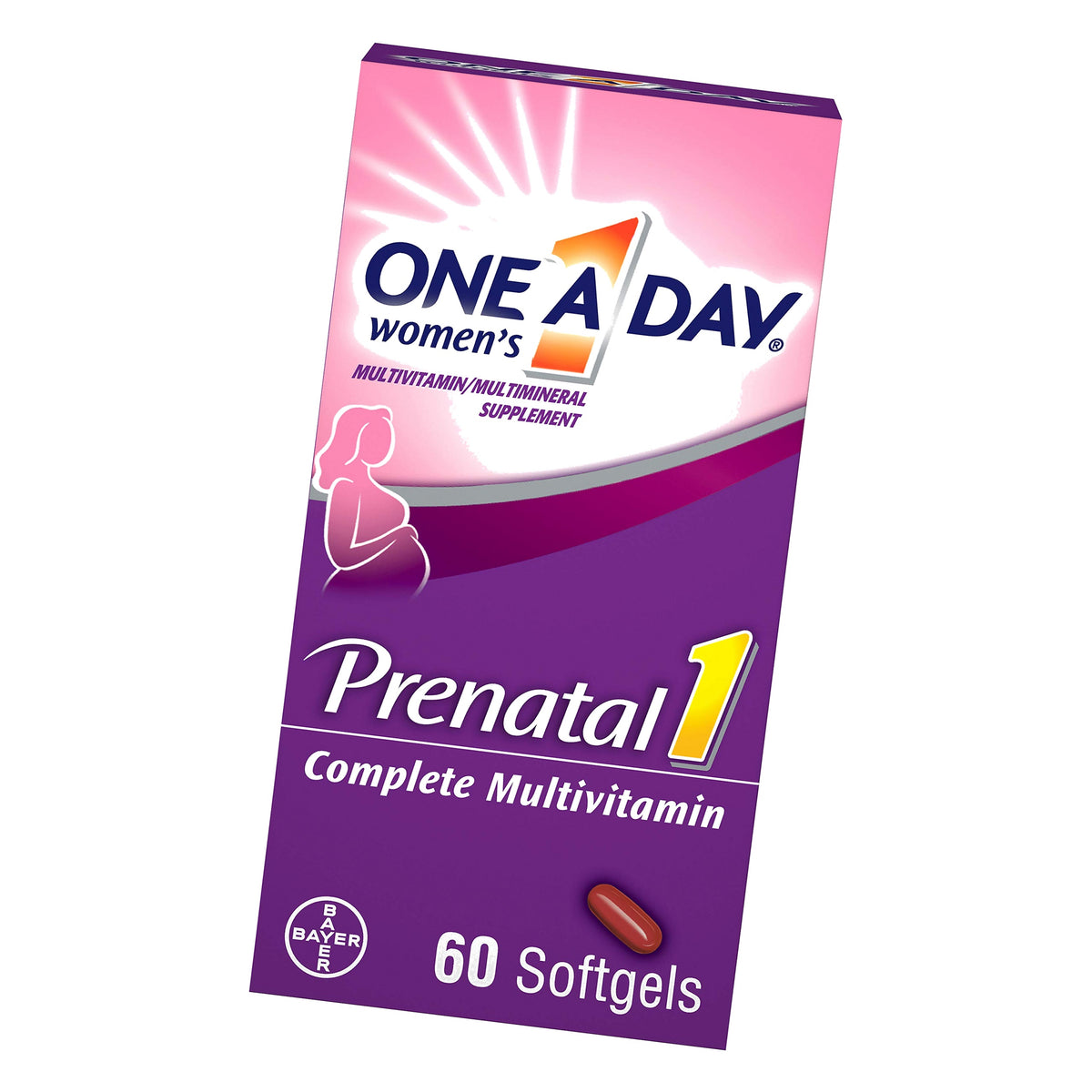 One A Day Women's Prenatal 1 Multivitamin Including Vitamin A, Vitamin C, Vitamin D, B6, B12, Iron, Omega-3 DHA & more, Tablet,Softgels, 60 Count - Supplement for Before, During, & Post Pregnancy