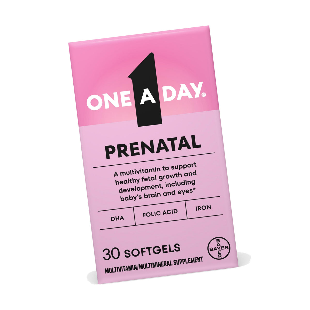 One A Day Prenatal Vitamins- Folic Acid, Iron, Omega- 3 (DHA), Pregnancy Vitamins for Women, Prenatal Multivitamin for Mom and Baby Support, Pregnancy Must Haves 30 Ct (Packaging May Vary)