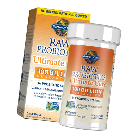 Garden of Life Raw Probiotics Ultimate Care, 100 B CFU, Shelf Stable, 30ct