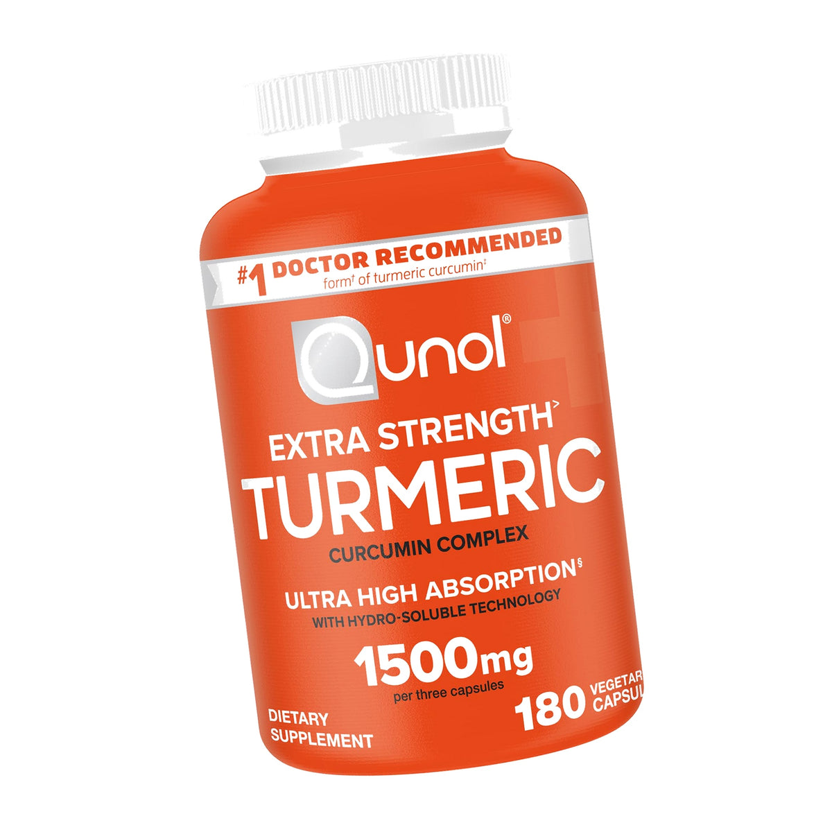 Qunol Turmeric Curcumin 1500mg, Ultra High Absorption Supplement, 180 Count