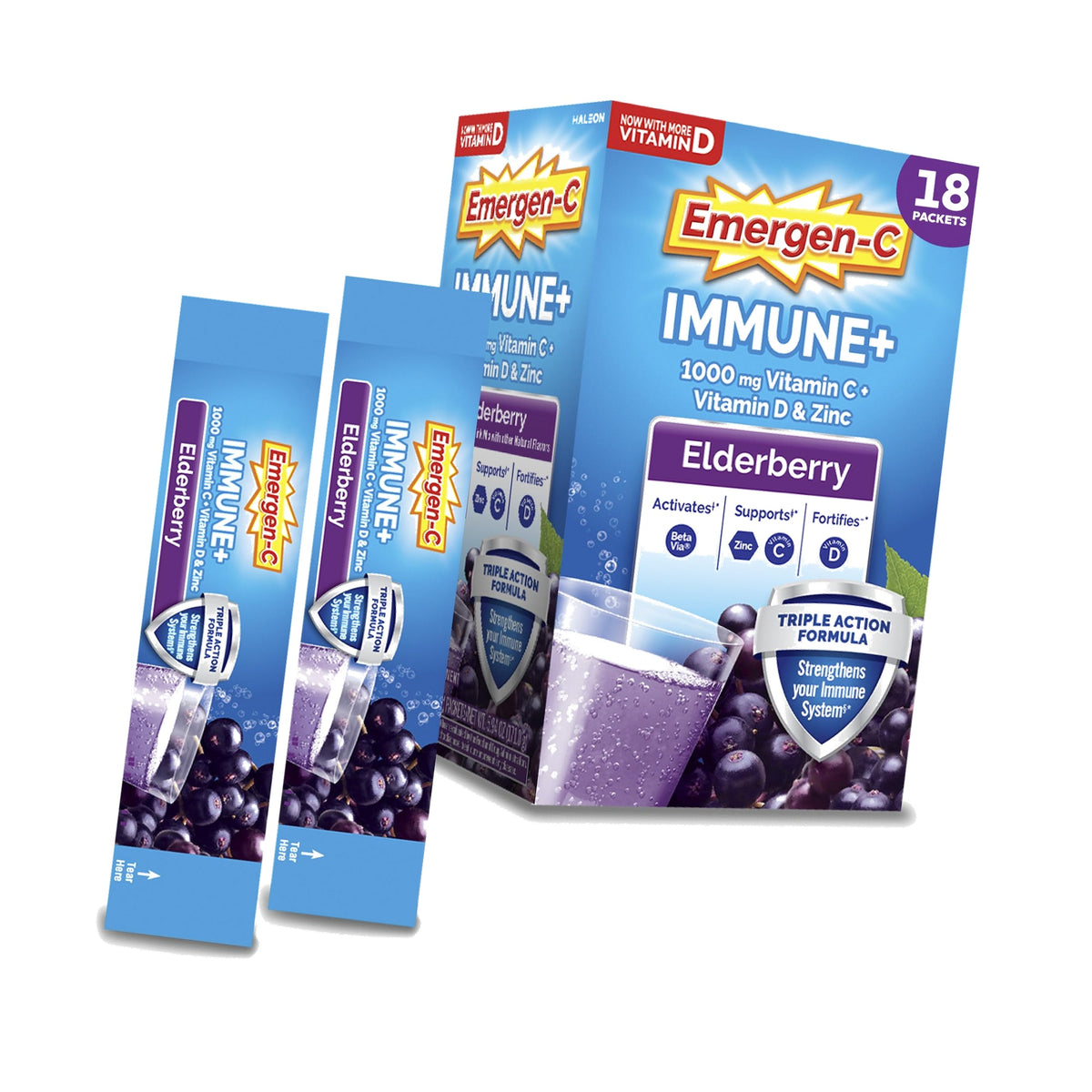 Emergen-C Immune+ Triple Action Immune Support Powder – 18 Count