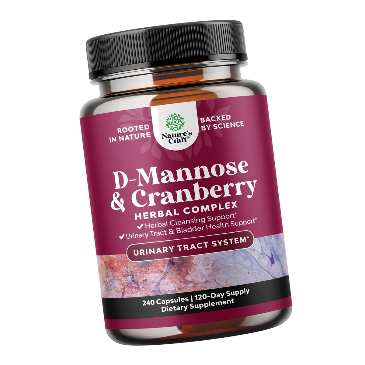 D Mannose with Cranberry Supplement - Urinary Tract Support - 240 Capsules