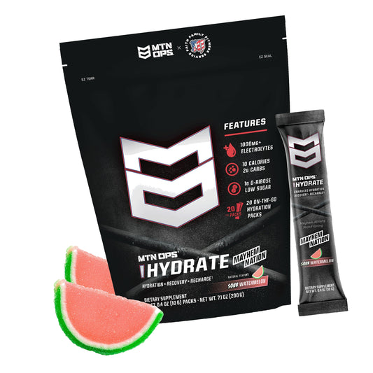 MTN OPS Hydrate Sugar Free Electrolyte Packets, Sour Watermelon