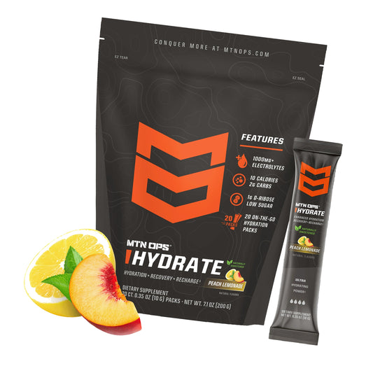 MTN OPS Hydrate Sugar Free Electrolyte Packets, Peach Lemonade