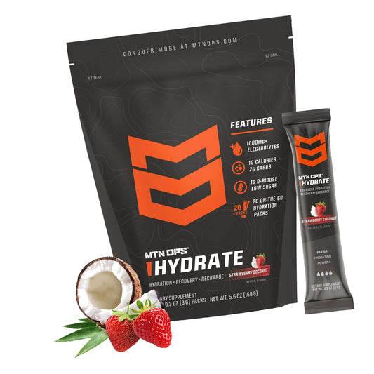 MTN OPS Hydrate Sugar Free Electrolyte Packets, Strawberry Coconut