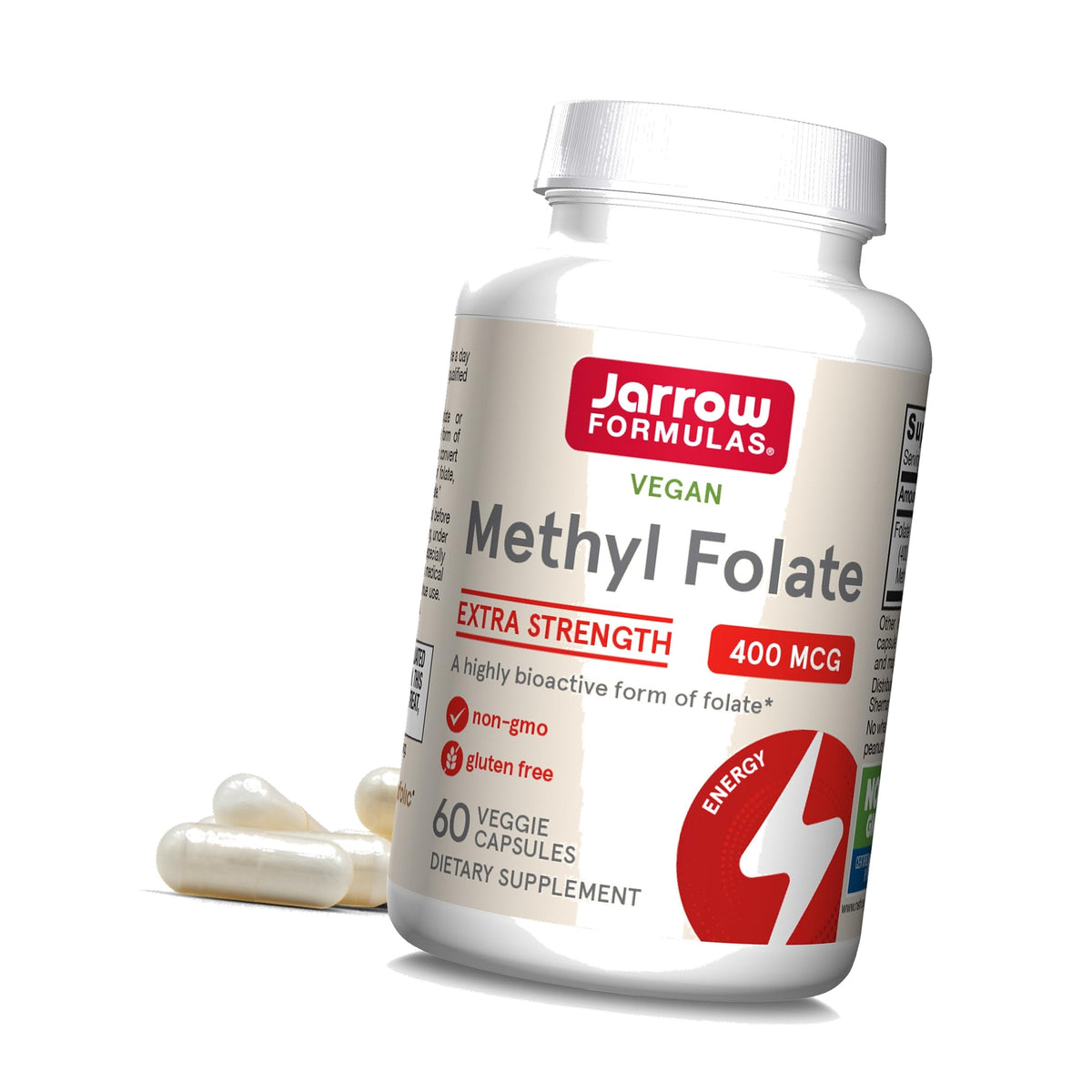 Jarrow Extra Strength Methyl Folate, Folate 400 mcg, 60 Capsules