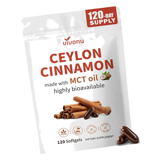 Organic Ceylon Cinnamon with MCT Oil Supplements Softgels, 120 Day Supply