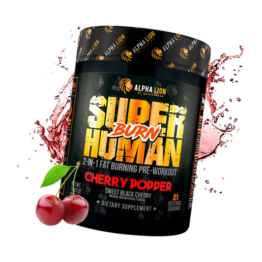 ALPHA LION Superhuman Burn – 2 in 1 Metabolism Booster Pre Workout and Thermogenic Fat Burner for Men – Appetite Suppressant and Weight Loss Supplement (21 Servings, Sweet Black Cherry Flavor)