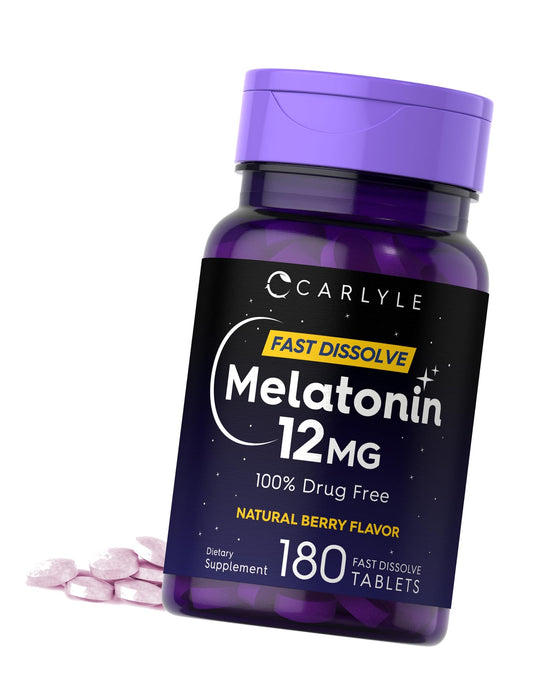Carlyle Melatonin 12 mg Fast Dissolve 180 Tablets | Drug Free