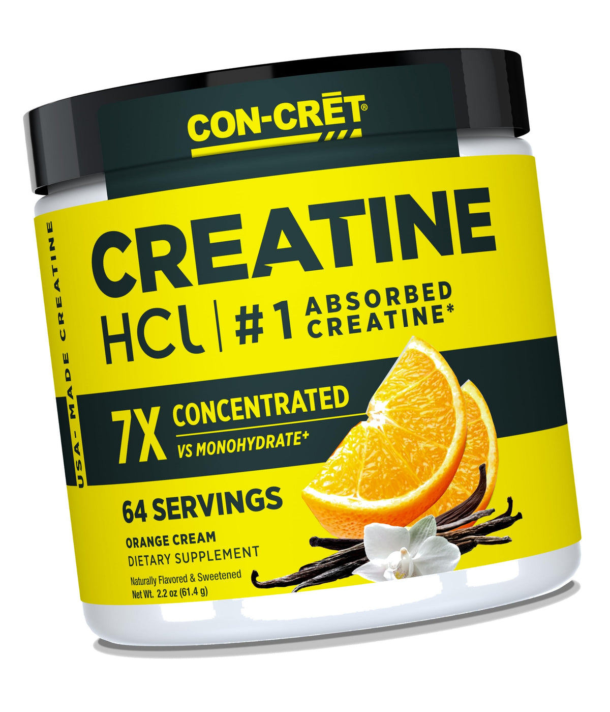 CON-CRET Creatine HCl Powder for Women and Men, Orange Cream, 64 Servings