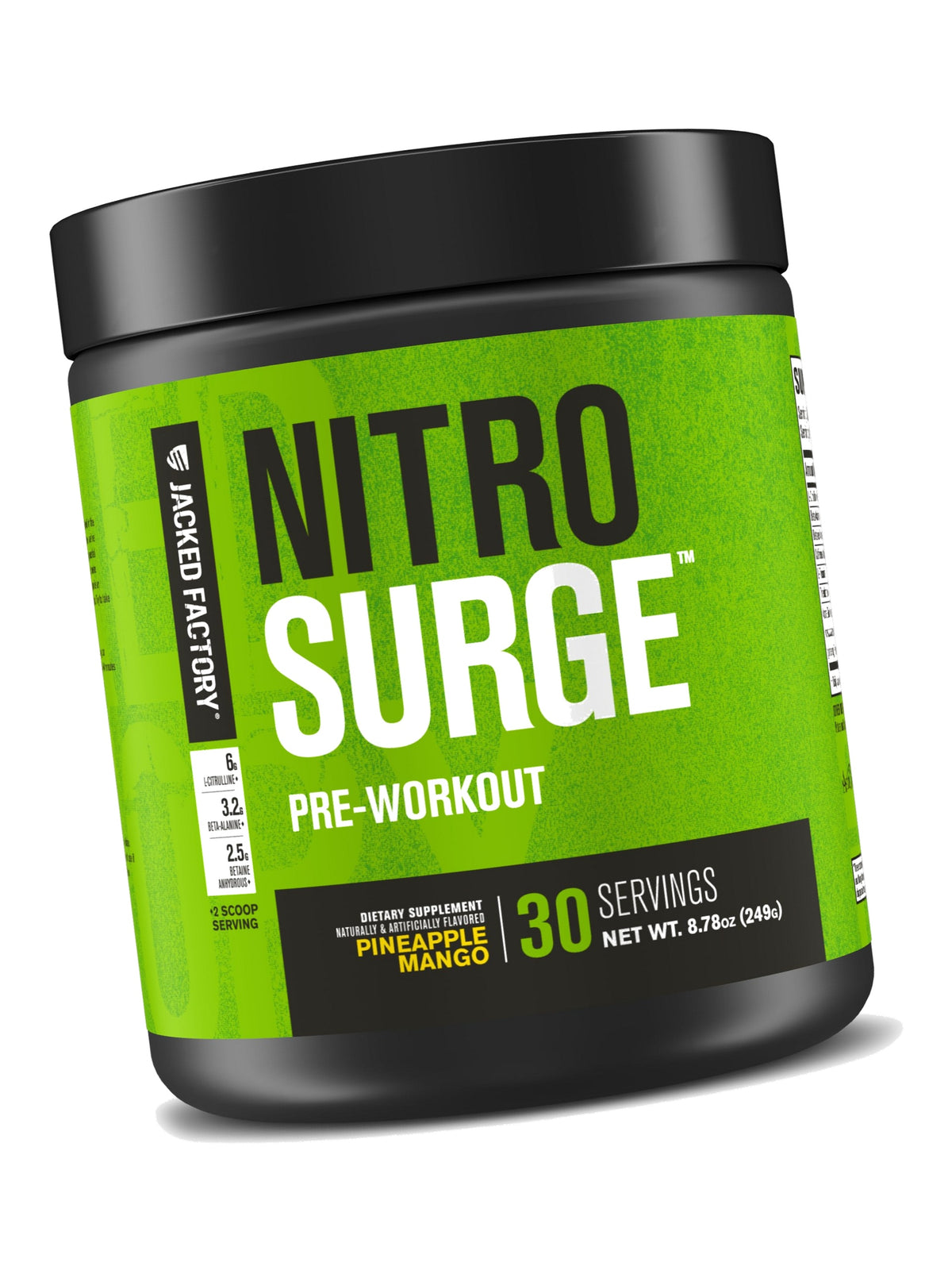 Jacked Factory NITROSURGE Pre Workout Supplement - Energy Booster, Instant Strength Gains, Clear Focus & Intense Pumps - NO Booster & Powerful Preworkout Energy Powder - 30 Servings, Pineapple Mango