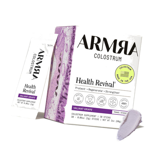 ARMRA Colostrum Powder, Valiant Grape, 30 Serving Travel Sticks