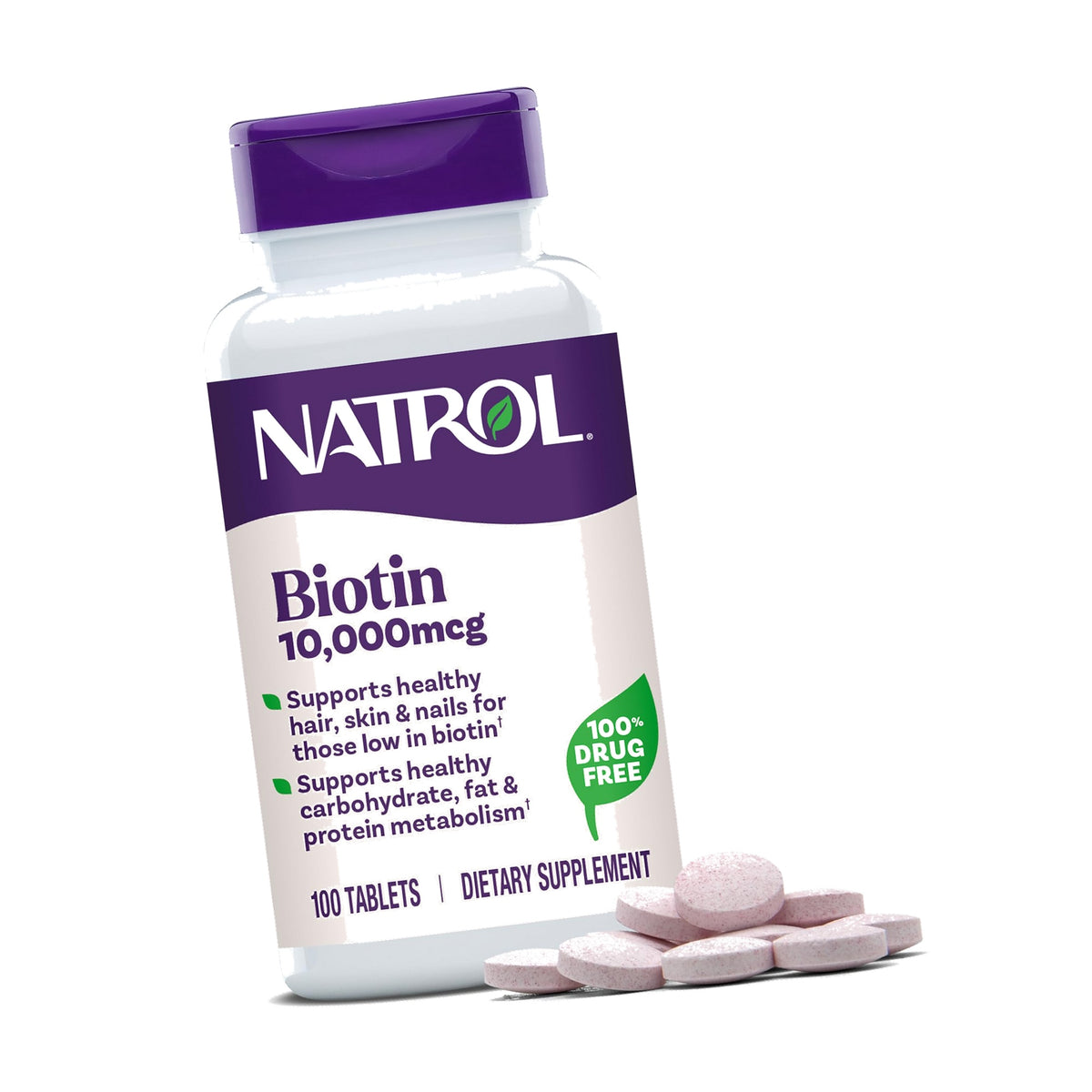 Natrol Beauty Biotin 10,000mcg Vitamins for Beauty, 100 Tablets