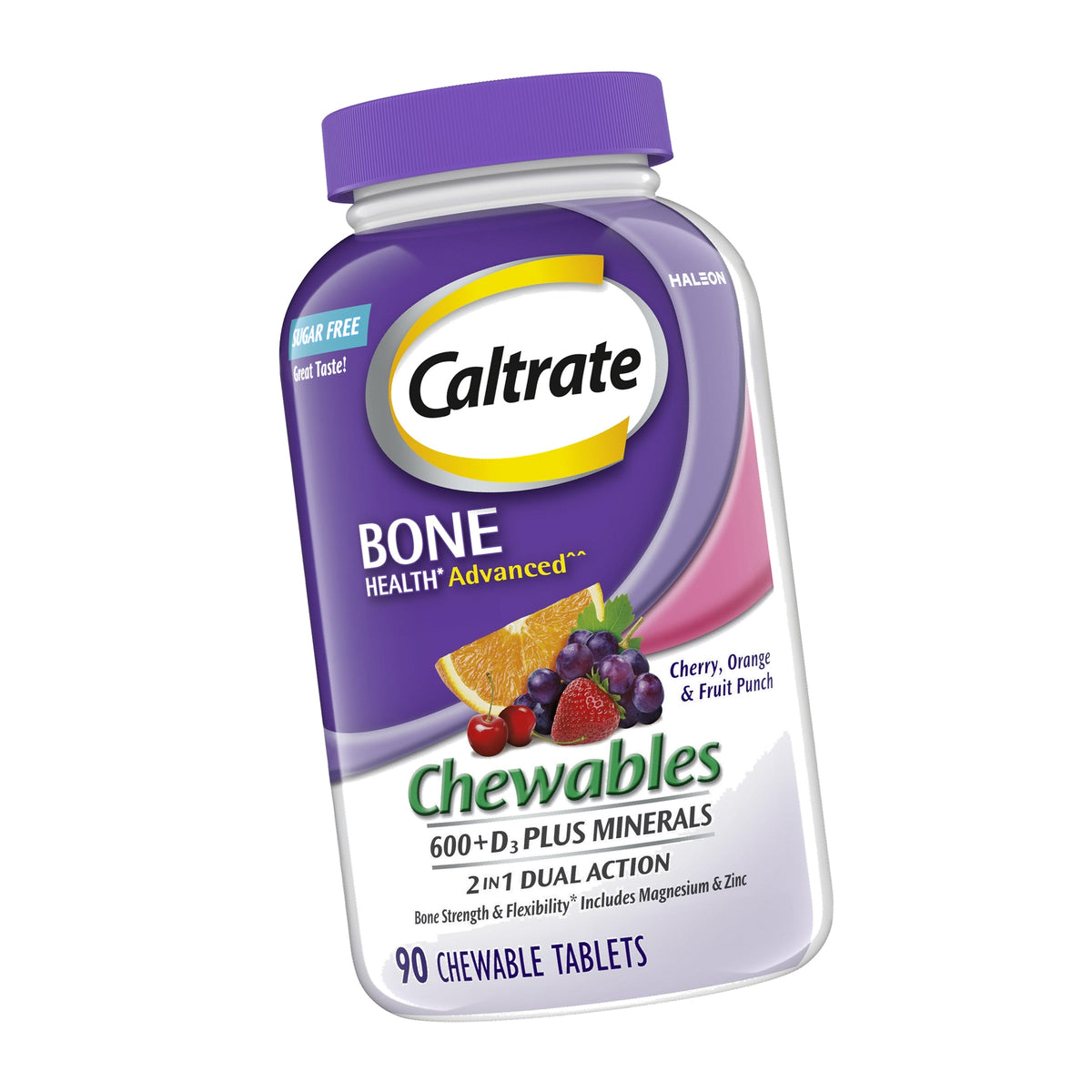 Caltrate Chewables 600 Plus D3 Vitamin D and Calcium Supplement, 90 Count