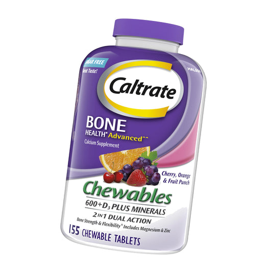 Caltrate Chewables 600 Plus D3 Vitamin D and Calcium Supplement, 155 count