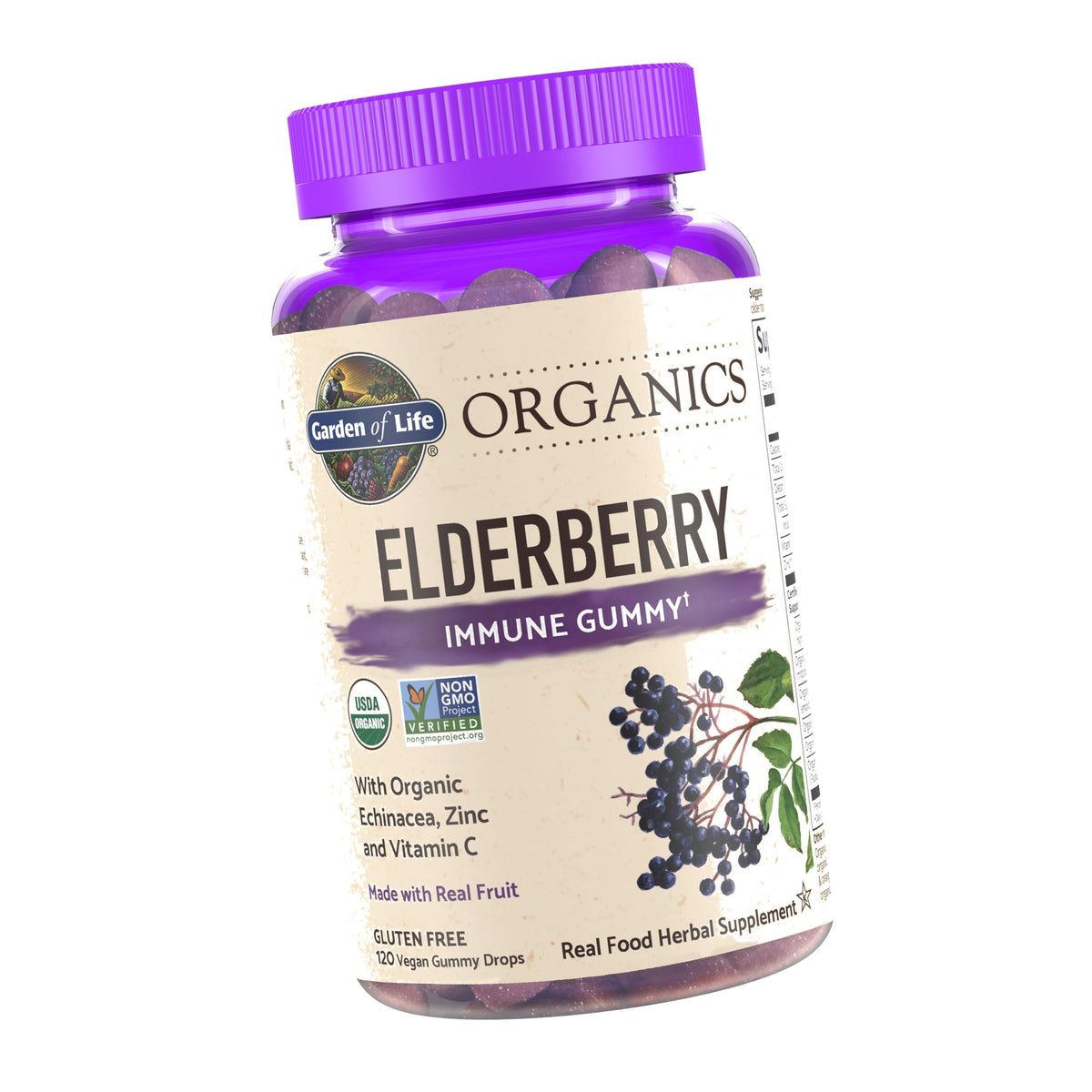 Garden of Life Organics Elderberry Immune Gummies for Adults & Kids, 120ct