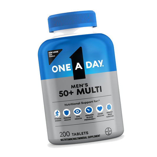 One A Day Men’s 50+ Healthy Advantage Multivitamin, Multivitamin for Men with Vitamins A, C, E, B6, B12, Calcium and Vitamin D, Tablet, 200 Count (Pack of 1)