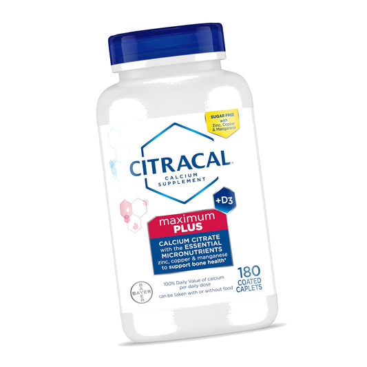 Citracal Maximum Plus Calcium Supplement - Calcium Citrate with Vitamin D3, Zinc, & Essential Minerals for Bone Health Support, Ages 12+, 180 Count (Packaging May Vary)
