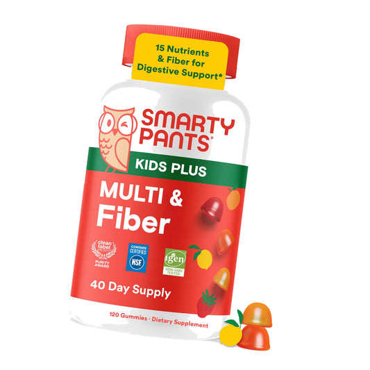 SmartyPants Kids Multivitamin & Fiber Gummies, Vitamin D & C, Zinc, 120 Ct