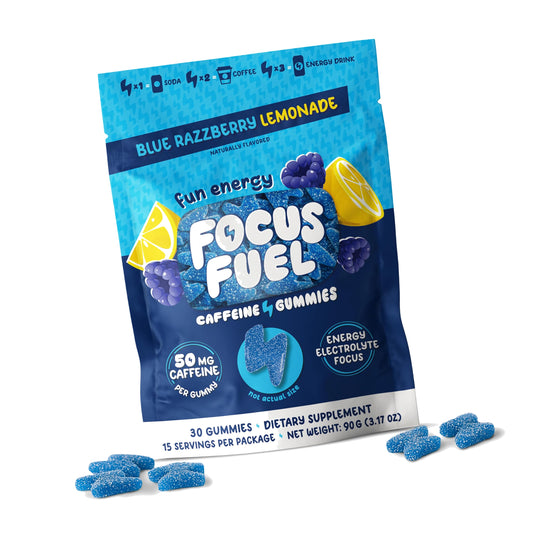 FocusFuel Energy Chews – Blue Razzberry Lemonade (15 Servings) – 100mg Caffeine + Alpha GPC + L-Theanine + B12, Magnesium – Great Taste – No Crash or Jitters