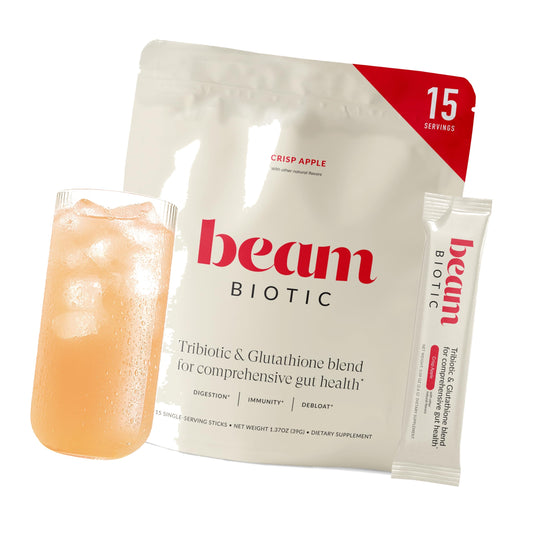 BEAM Biotic Probiotics for Women & Men – Gut Health for Women & Men, Digestive Health with Pre, Pro & Postbiotics + Glutathione, Daily Probiotic Drink, Crisp Apple, 15 Servings