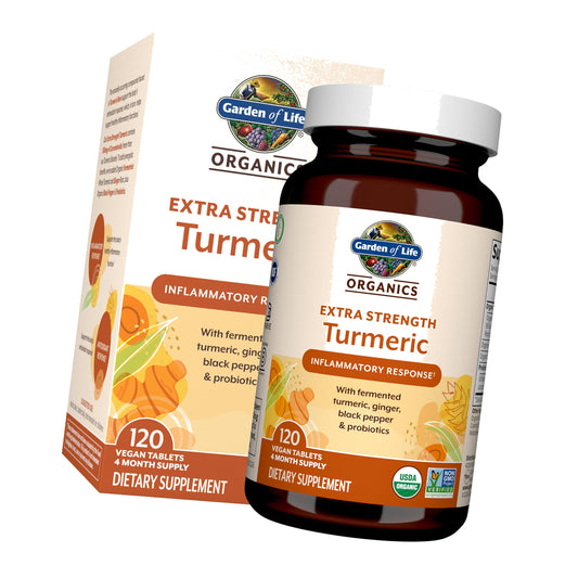 Garden of Life Organics Extra Strength Turmeric Supplement, 120 Tablets