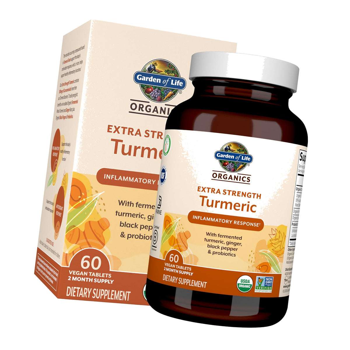 Garden of Life Organics Extra Strength Turmeric Supplement, 60 Tablets