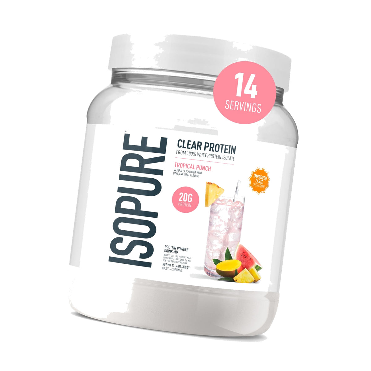 Isopure Clear Whey Isolate Protein Powder, Tropical Punch, 14 Serving