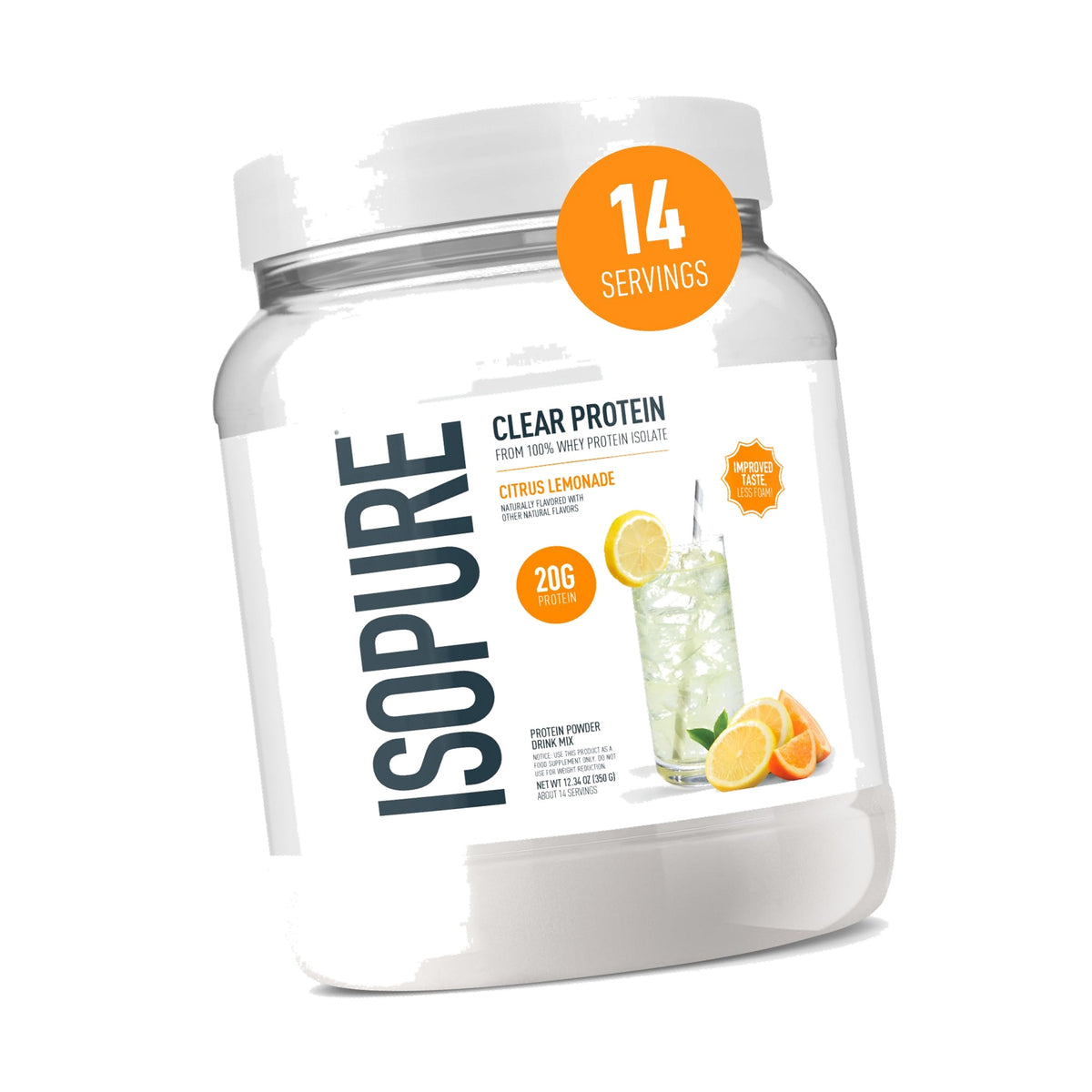 Isopure Clear Whey Isolate Protein Powder, Citrus Lemonade, 14 Serving
