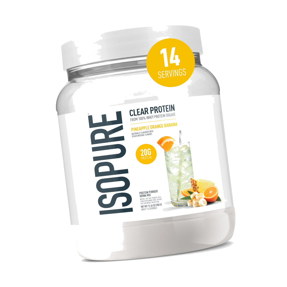 Isopure Clear Whey Isolate Protein Powder, Pineapple Orange Banana, 14 Serving