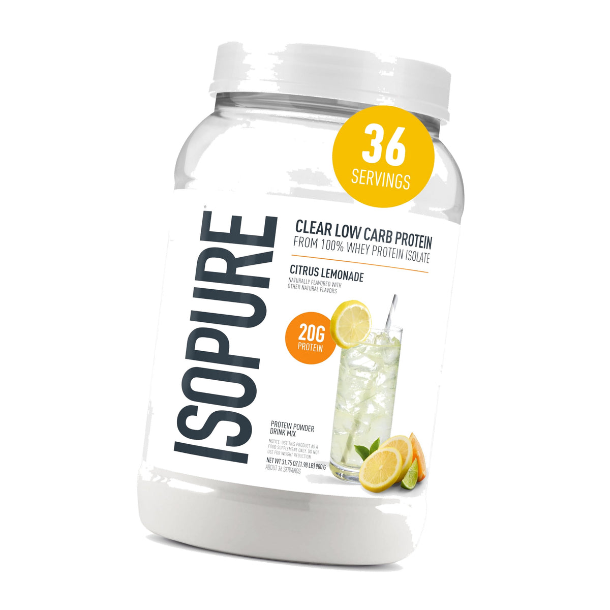 Isopure Clear Whey Isolate Protein Powder, Pineapple Orange Banana 1.9 LB